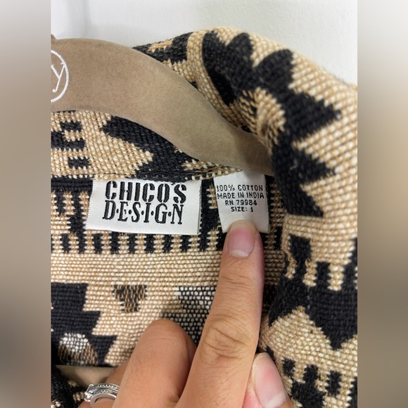 Vintage Chico’s Design Textured Weaved Western Hippie Jacket Size 1/M - Picture 2 of 7
